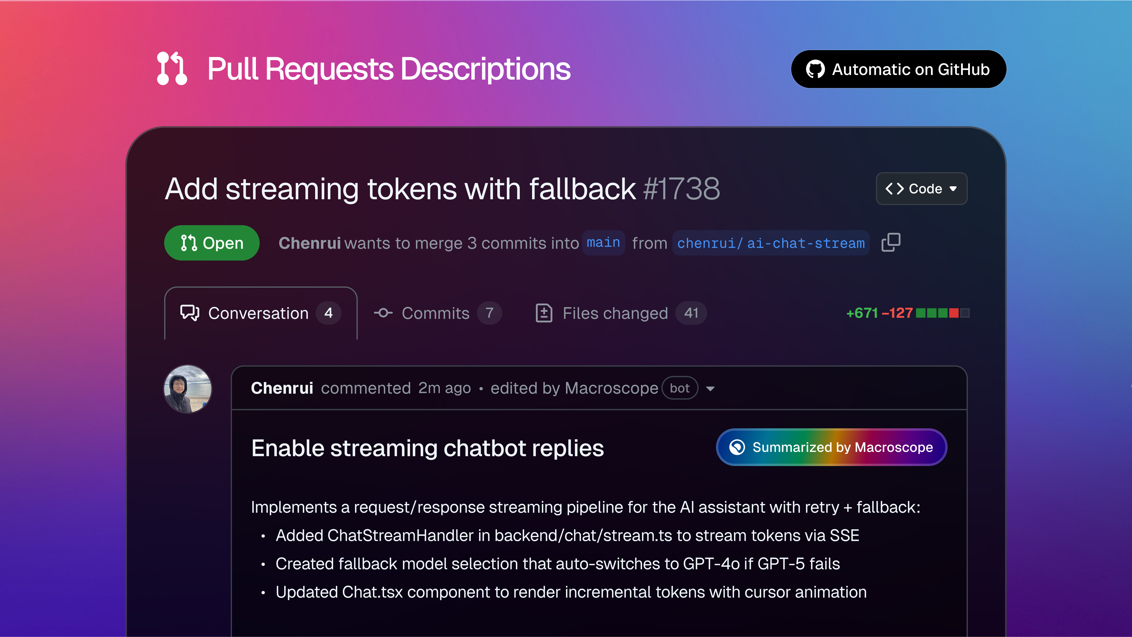 Pull request Descriptions